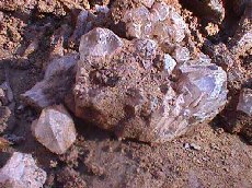 Freshly dug crystals everywhere